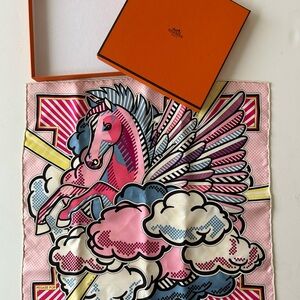 Hermès Pegase Pop Pink Pegasus Silk Scarf
